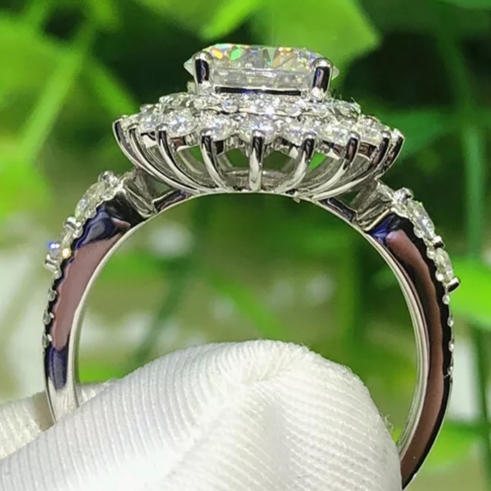 💍NEW 925 STERLING SILVER ROUND DIAMOND RING💍 - Picture 5 of 5
